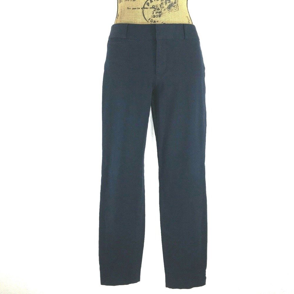 Banana Republic Sloan Pant 0 True Navy Blue Slim Ankle Slit Stretch Pocket Slack